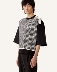 T-shirt Ample En Jacquard De Soie Et Coton Grey