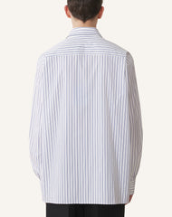 White Oversized Striped Cotton Poplin Shirt
