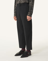Pantalon Droit En Laine Black