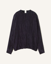 Blue Pleated Silk Top