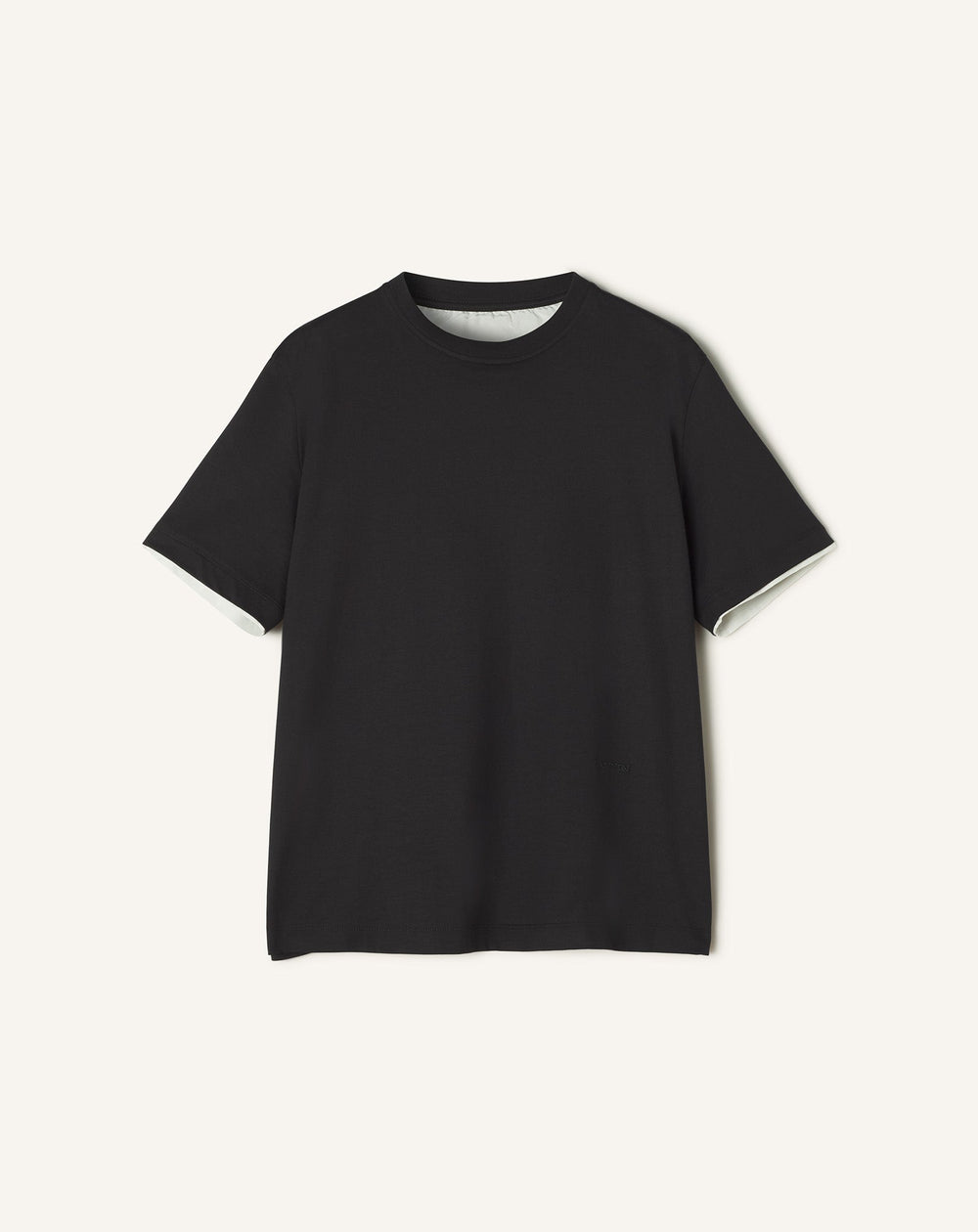 Black Cotton T-shirt With Silk Detail
