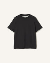 Black Cotton T-shirt With Silk Detail