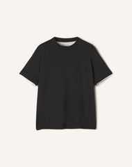 Black Cotton T-shirt With Silk Detail