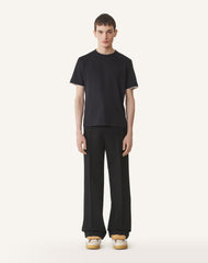 Black Cotton T-shirt With Silk Detail