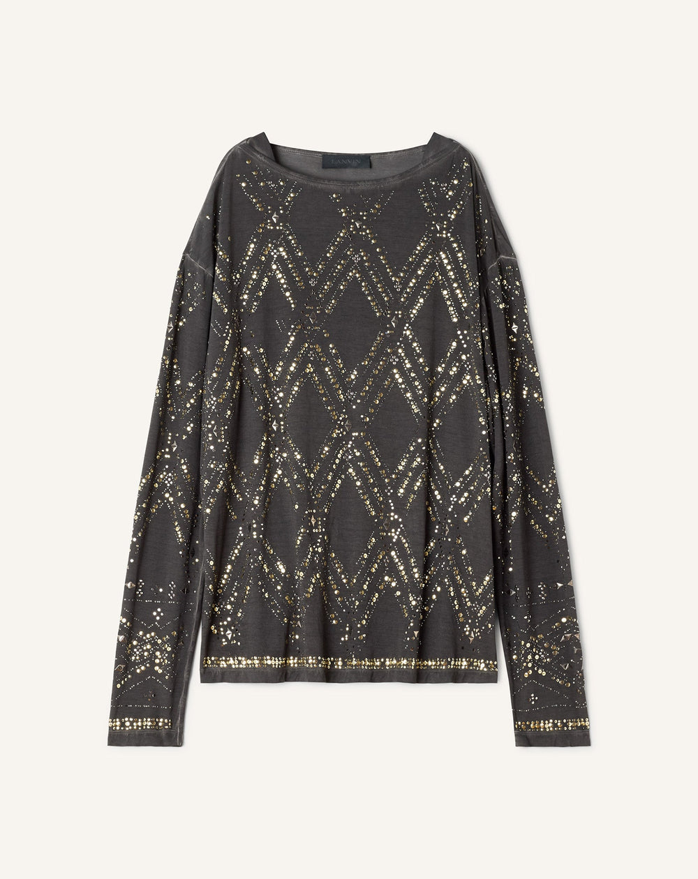 Haut À Sequins Et Perles Black