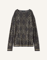 Haut À Sequins Et Perles Black