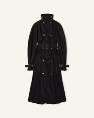 Trench Bi-matière En Faille De Soie Et Charmeuse Black