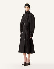 Trench Bi-matière En Faille De Soie Et Charmeuse Black