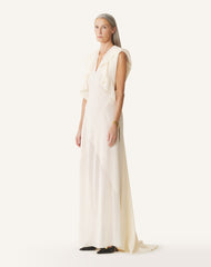 Robe Longue En Georgette De Soie White