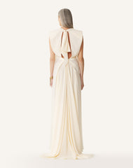 Robe Longue En Georgette De Soie White