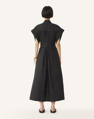 Robe Évasée En Popeline De Coton Black