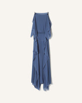 Robe Maxi En Georgette De Soie Blue