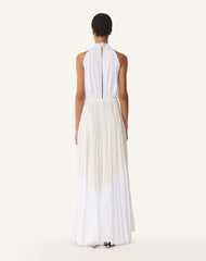 Robe Plissée En Charmeuse Et Coton White