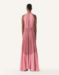 Robe Plissée En Charmeuse Et Coton Pink