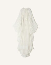 White Long Dress In Plumetis Silk