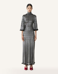 Black Midi Dress In Metallic Viscose