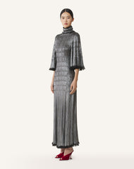 Black Midi Dress In Metallic Viscose