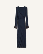 Robe Drapée En Jersey Crêpe Blue