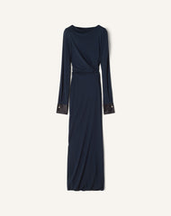 Robe Drapée En Jersey Crêpe Blue