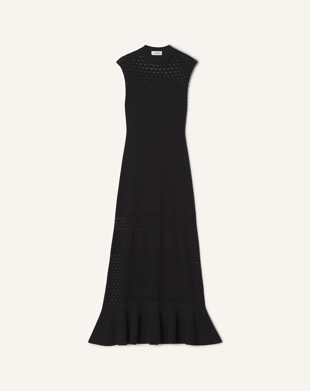 Black Lace Detail Dress In Viscose