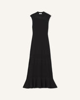 Black Lace Detail Dress In Viscose