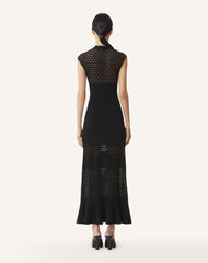 Black Lace Detail Dress In Viscose