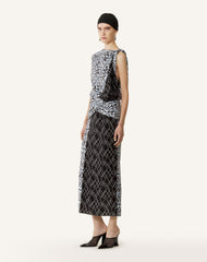 Robe Patchwork En Soie Imprimée