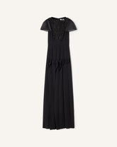 Robe À Plastron Brodé En Georgette De Soie Black