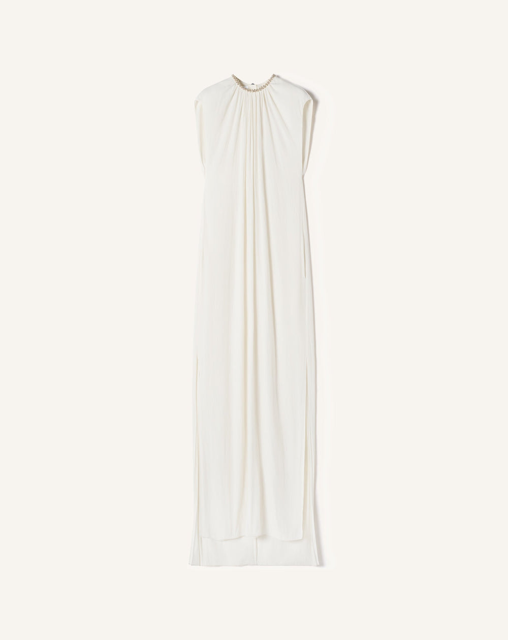 Robe Brodée En Charmeuse White