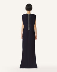 Robe Brodée En Charmeuse Blue