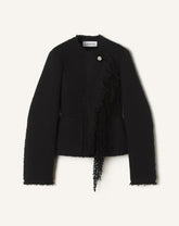 Black Asymmetrical Jacket In Bouclé Wool