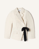 Veste Ceinturée En Jacquard White