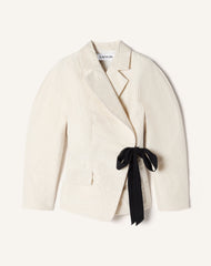 Veste Ceinturée En Jacquard White