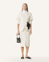 Veste Ceinturée En Jacquard White
