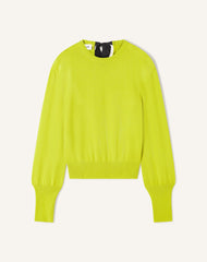 Pull T-shirt Détail Gros Grain En Laine Green