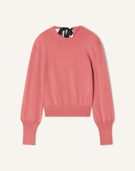 Pull T-shirt Détail Gros Grain En Laine Pink
