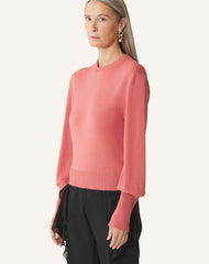 Pull T-shirt Détail Gros Grain En Laine Pink