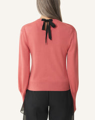 Pull T-shirt Détail Gros Grain En Laine Pink