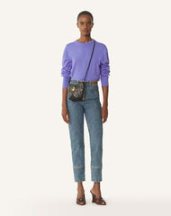 Pull T-shirt Détail Gros Grain En Laine Purple