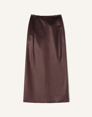 Brown Straight Skirt In Cotton And Viscose
