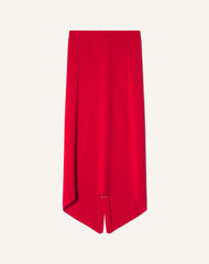Jupe Longue Boutonnée En Laine Mérinos Red