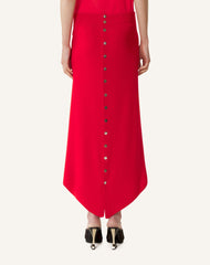 Jupe Longue Boutonnée En Laine Mérinos Red