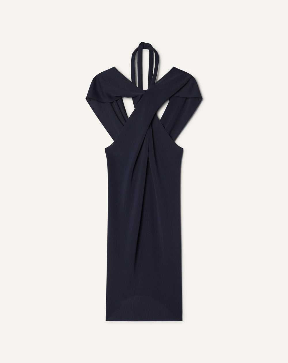Haut Col Noué En Viscose Blue