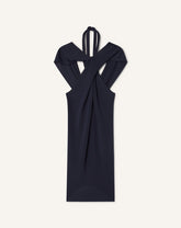 Haut Col Noué En Viscose Blue
