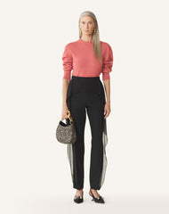 Pantalon À Volants En Laine Black