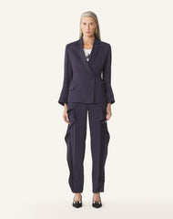 Pantalon À Volants En Twill Blue