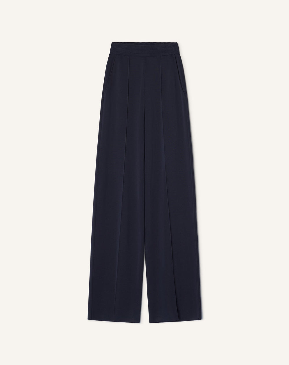 Pantalon Large En Viscose Blue