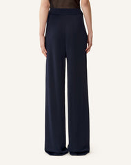 Pantalon Large En Viscose Blue