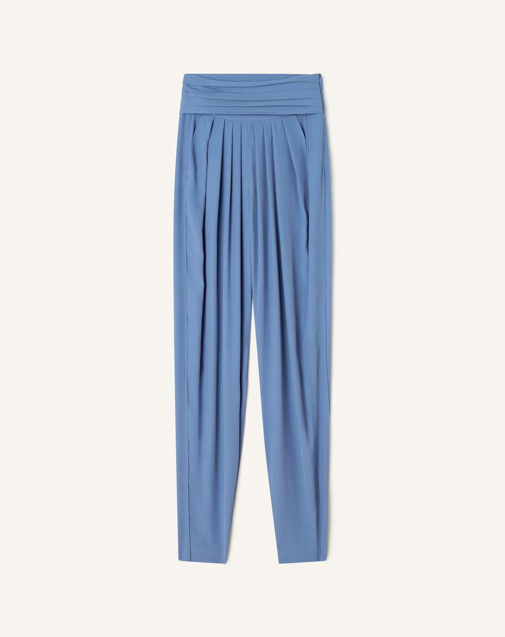 Pantalon Drapé En Crêpe De Chine Blue