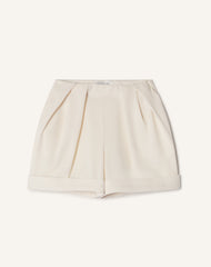 Short Plissé En Crêpe White